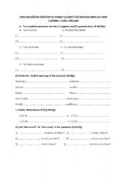 English Worksheet: 6th grade first exam