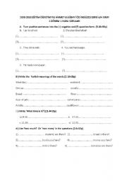 English worksheet: 6th grade first exam