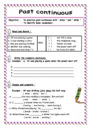 English Worksheet: Past continuous