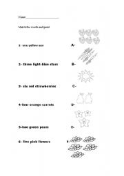 English worksheet: colours and numbers matching worksheet