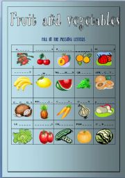 English Worksheet: FRUIT AND VEGETABLES 