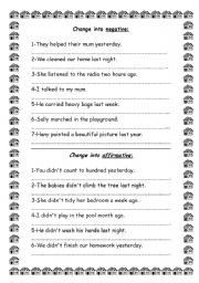 English Worksheet: affirmative and negative past simple