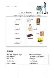 English worksheet: Lets go shopping