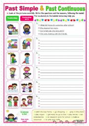 English Worksheet: Past Simple and Past Continuous (1) - a communicative approach