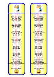 English Worksheet: Irregular Verbs Bookmark