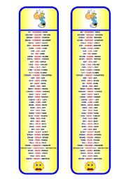 Irregular Verbs Bookmark