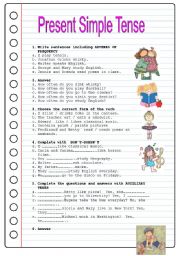 English Worksheet: PRESENT SIMPLE TENSE