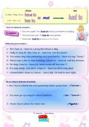 English Worksheet: has to - have to- must- had to