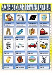 English Worksheet: AMERICAN Vs BRITISH ENGLISH Pt2