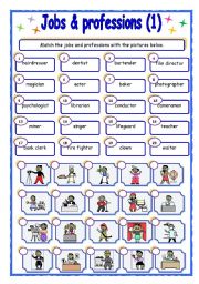 English Worksheet: Jobs & Professions - matching (1/3)