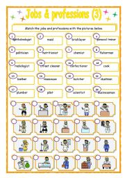 English Worksheet: Jobs & Professions - matching (3/3)