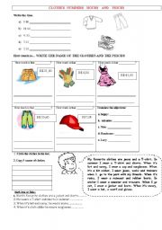 English Worksheet: CLOTHES PRICES AND NUMBERS review 
