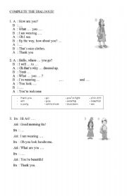 English worksheet: Complete the dialogue