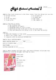 English Worksheet: High School Musical 3