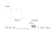 English Worksheet: My five senses.8 pages of activitites