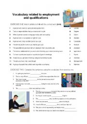 english exercises work and employment vocabulary 1