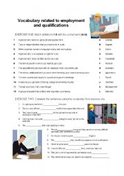 English Worksheet: Employment and qualifications vocabulary