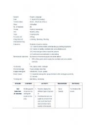 English Worksheet: lesson plan