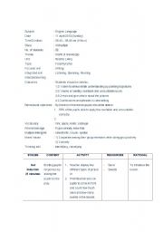 English worksheet: lesson plan