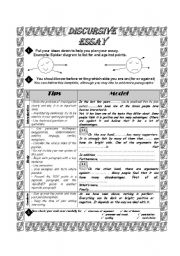 English Worksheet: Discursive Essay Made Easy + 12 Sample Essays 