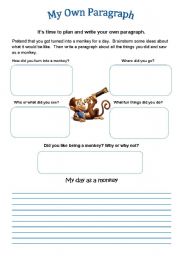 English Worksheet: My Day as a Monkey