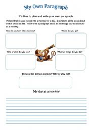 English worksheet: My Day as a Monkey