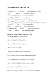 English Worksheet: so that such that