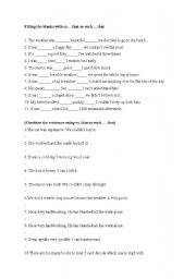 English worksheet: so that such that