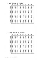 English Worksheet: Clothes