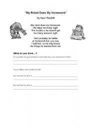 English Worksheet: MY ROBOT DOES MY HOMEWORK