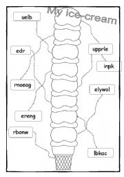 English Worksheet: Colour ice-cream