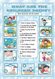 English Worksheet: What are children doing?