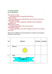 English worksheet: Synonyms and Antonyms exercise 