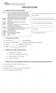 English worksheet: Exam on various issues