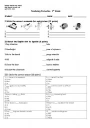 English Worksheet: Vocabulary test