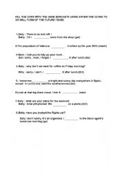 English Worksheet: Going to or  Will ?