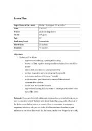 English Worksheet: lesson plan (media