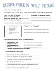 English Worksheet: passive voice in will future