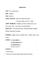 English worksheet: lesson plan about weather conditions