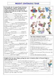 English Worksheet: PRESENT CONTINUOUS TENSE