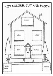 English Worksheet: Toy colour, cut and paste