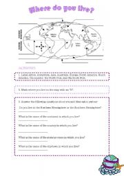 English Worksheet: Map of the world