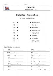 English worksheet: Numbers