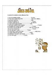 English Worksheet: Since or For