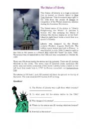 English Worksheet: The Statue of Liberty