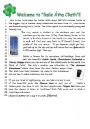 English Worksheet: Text about Dublin