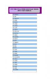 English Worksheet: PAST SIMPLE OF REGULAR VERBS