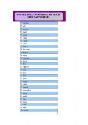 English worksheet: PAST SIMPLE OF REGULAR VERBS
