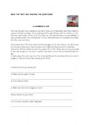 English worksheet: a reading text