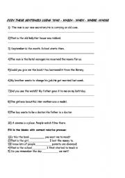 English worksheet: relative pronouns